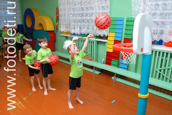 Детская физкультура. Учим детей играть в баскетбол.
