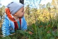 Ребёнок ползёт по траве, фотографии детей на природе
